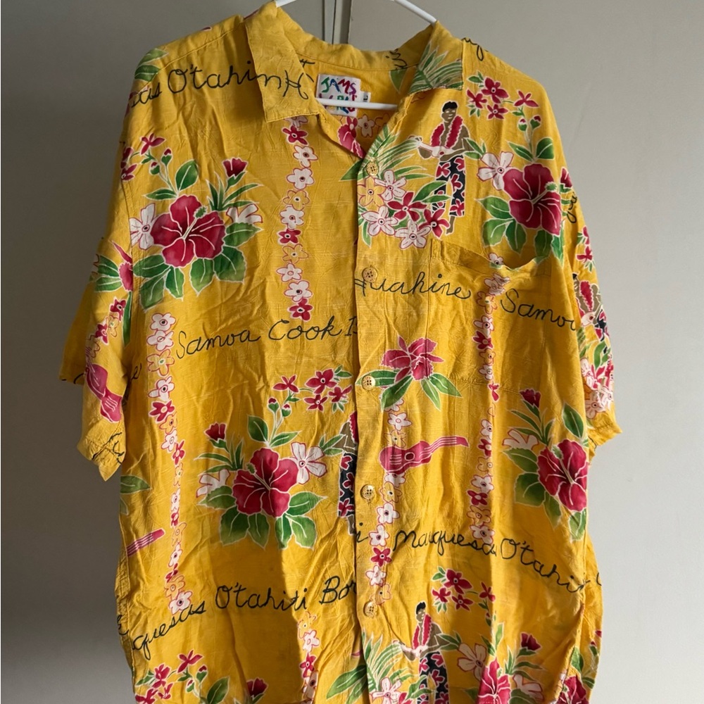 Jams World Shirt Hawaiian Mens Large Tropical Floral Vintage